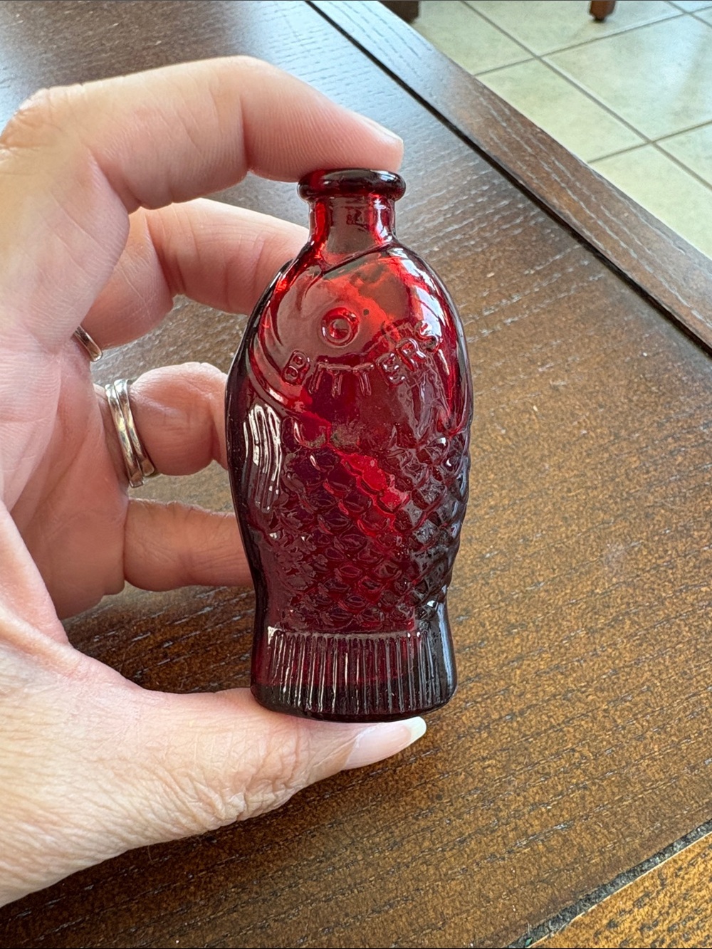Miniature Dr. Fisch's Bitters figural fish bottle